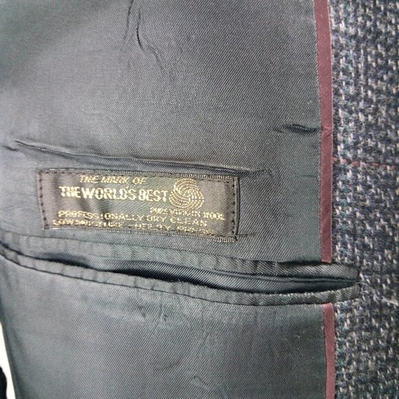 Hart Schaffner & Marx Dillard's 42R Multicolor Tweed Plaid Blazer Sport Coat - Picture 9 of 10